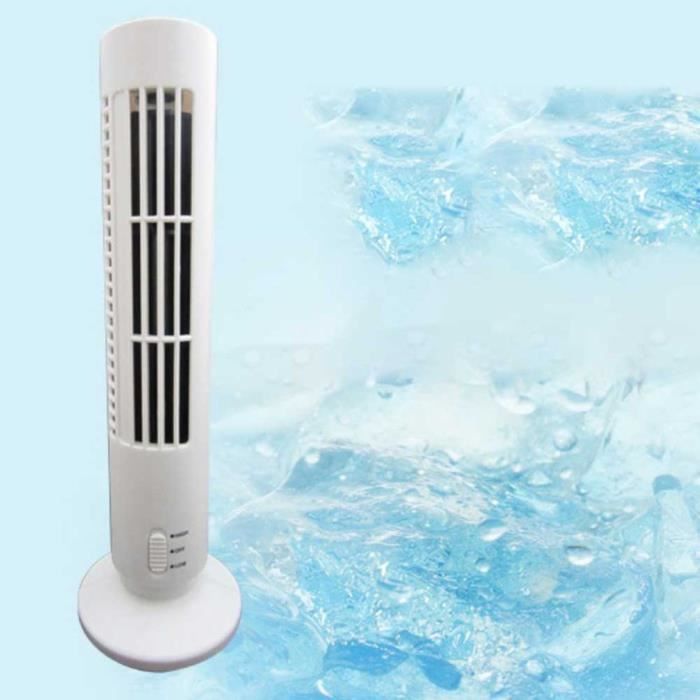 Ventilateur sur pied vertical rechargeable de climatisation de ventilateur sans lame portatif de type tour USB Taille 330*70*70mm