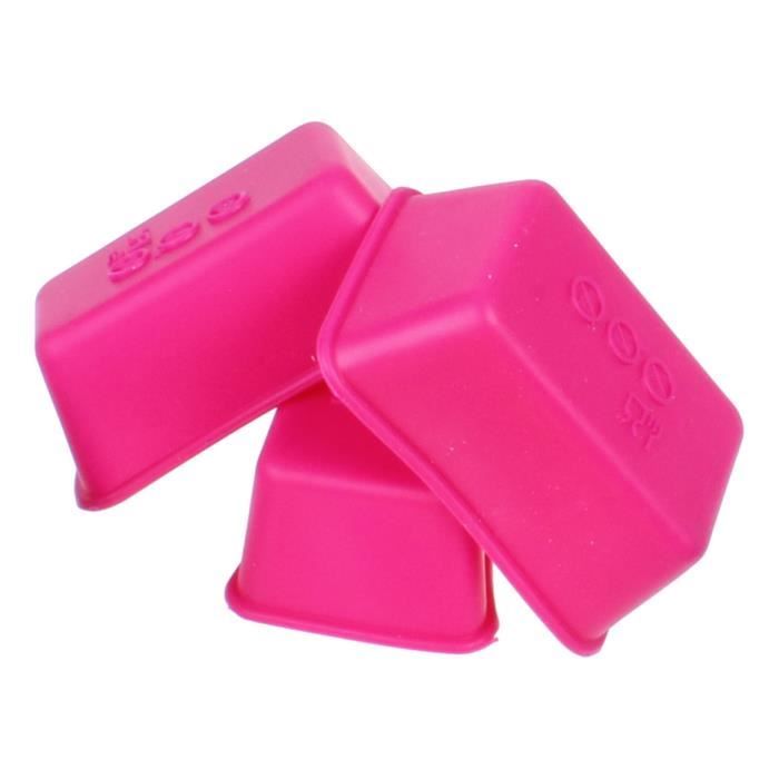 TOM moule à cuisson carré 6,7 x 7,5 cm silicone fuchsia 3 pièces