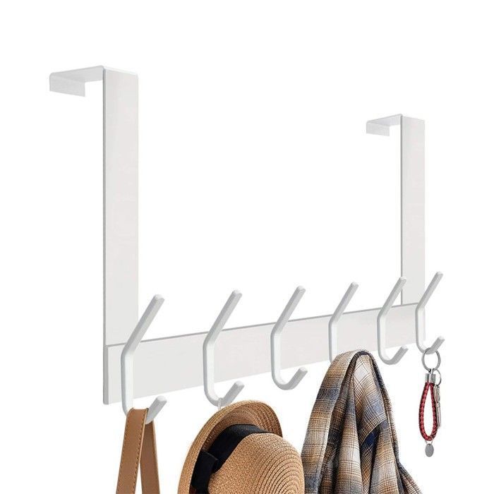 Porte Manteau pour Porte 12 Crochets Blanc Mat Patère de Porte Suspendre Sans Percage Pratique Crochet de Porte pour Chambre