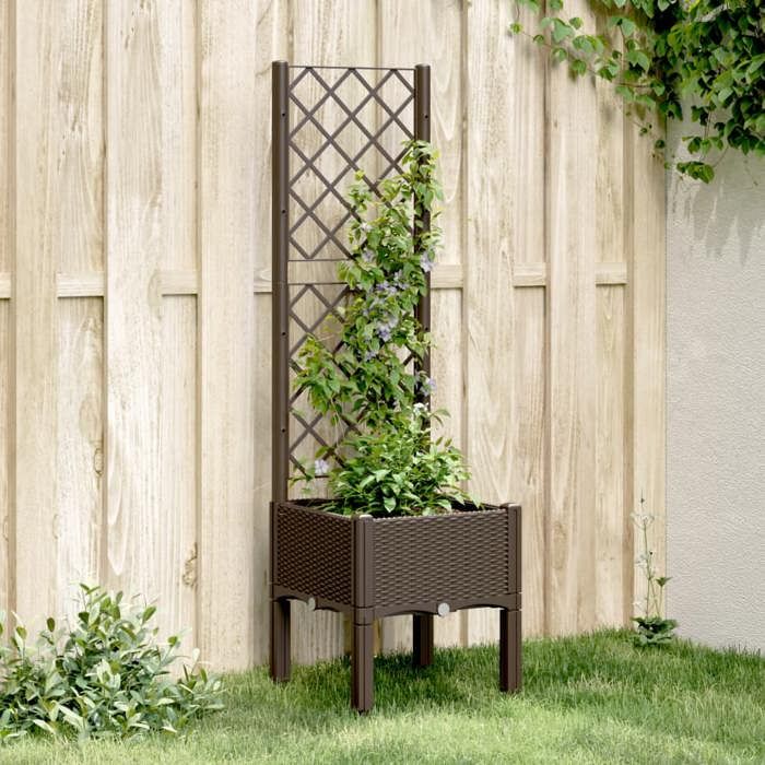 vidaXL Jardinière avec Treillis Lit Surélevé de Jardin Pot de Fleurs Bac à Plantes Boîte de Plantation Patio Terrasse 367920