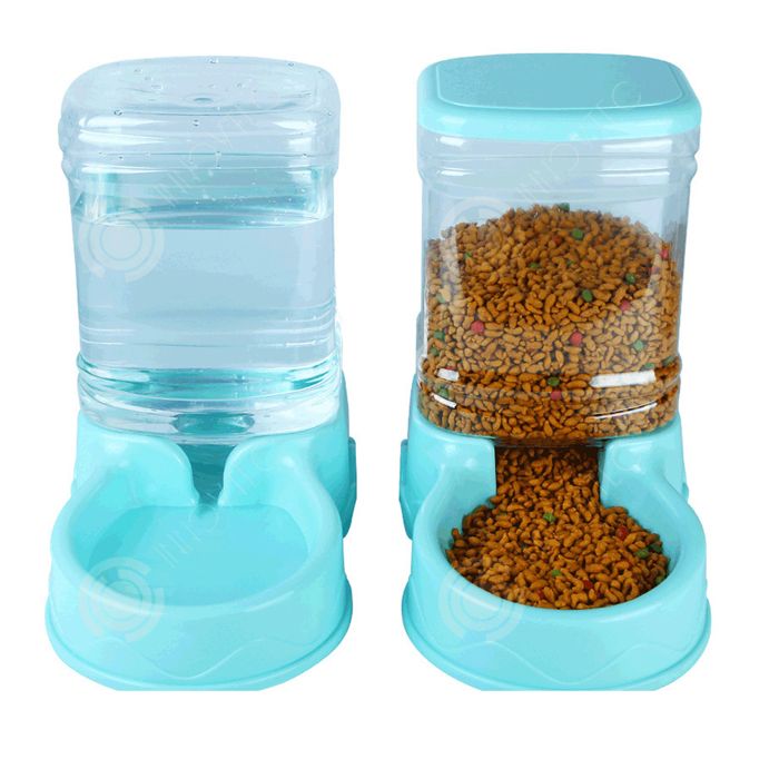 Comparer les prix de INN Distributeur croquettes chat 2 pcs distributeur croquettes 3.5L distributeur eau chat bleu distributeur croquettes chat