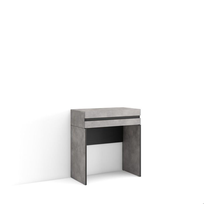 Table Console dEntrée Grand espace de rangement 70x35x75 cm Avec tiroir Ciment RF3442