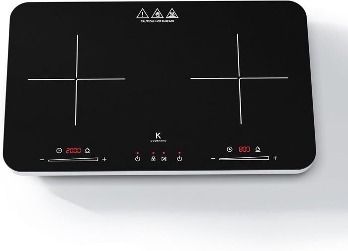 AMZCHEF Plaque Induction Double 3500W – Contrôle Indépendant, 20 Niveaux Température/Puissance, Minuterie 3h – Cuisson Précise Et Rapide