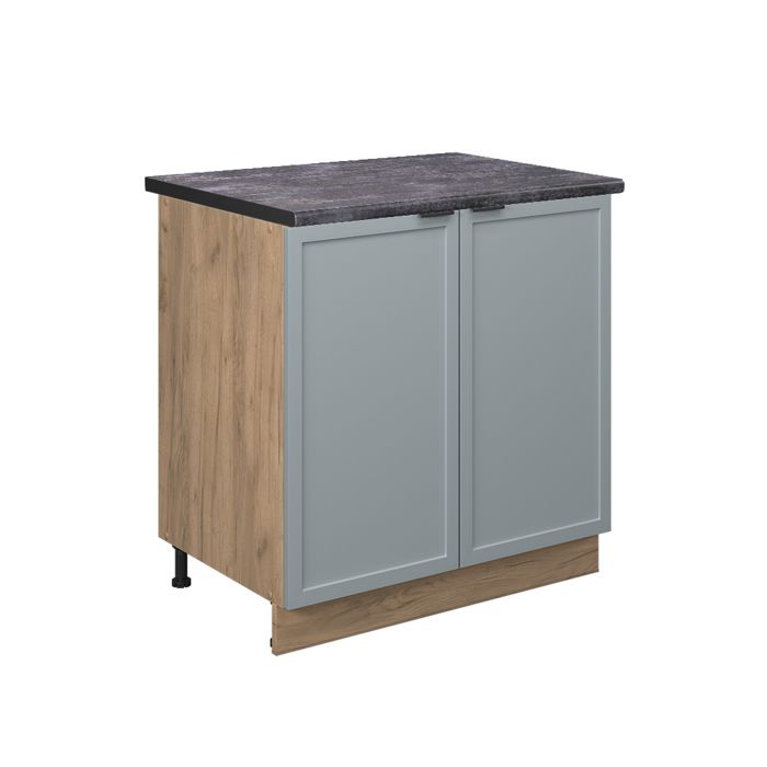 Meuble bas de cuisine Fame-Line 80cm avec étagère PT Anthracite Bleu clair-gris/Chêne de force doré Vicco 50761