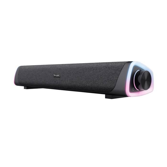 TRUST  Liro Barre de Son PC 12W Enceinte PC avec &Eacute;clairage LED RGB Connexion 3.5mm Alimentation USB Haut Parleur Compact Noir 