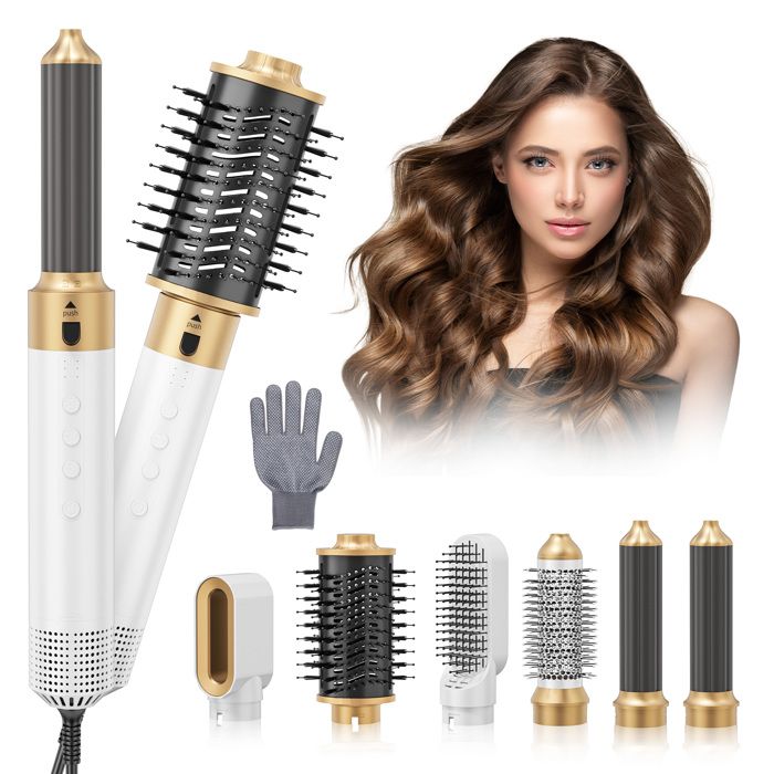 6 en 1 Hair StylerAir Styler Seche CheveuxBrosse Soufflante Appareils et 0utils deBoucles Sèches 3 Vitesse du Ventpour Sécher