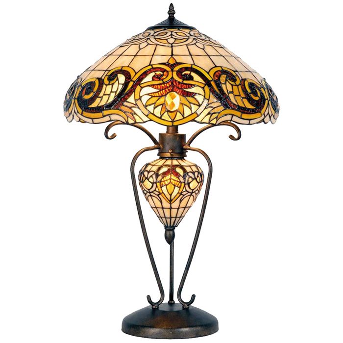 Lampe de table Tiffany Ø 46x76 cm Jaune Verre Triangle 5LL-5475