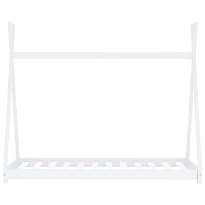 Lit cabane denfant - JILI HOT - 70x140cm - Bois de pin massif - Blanc - Sommier inclus