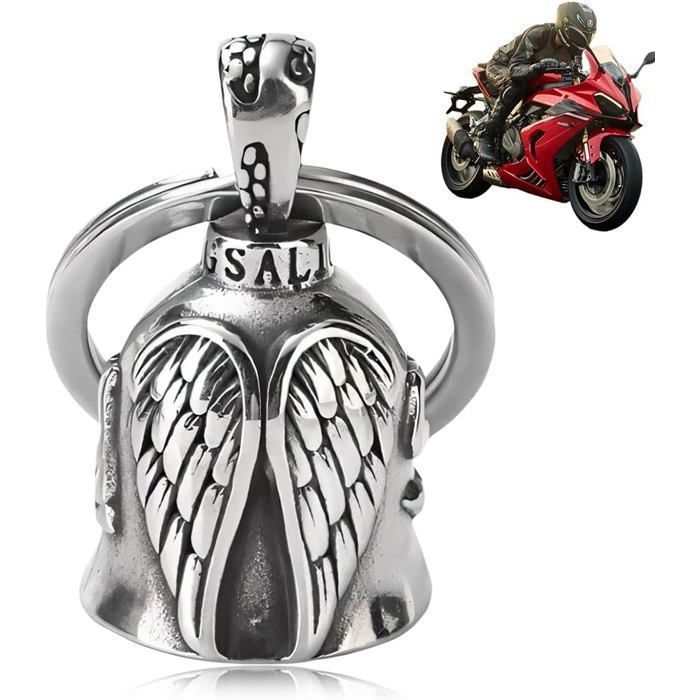 Guardian Bell Moto Clochette Porte-Bonheur – Cloche Acier Inoxydable Motard, Porte-Clés Moto Chanceux – Idée Cadeau Biker Unique