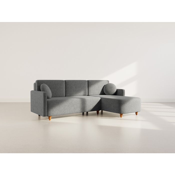 Calypso - canapé dangle réversible 4 places convertible avec coffre en tissu - Gris Anthracite