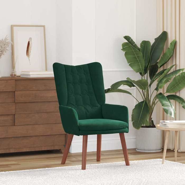 vidaXL fauteuil Vert foncé 63 x 67 x 94 cm Velours 42001816