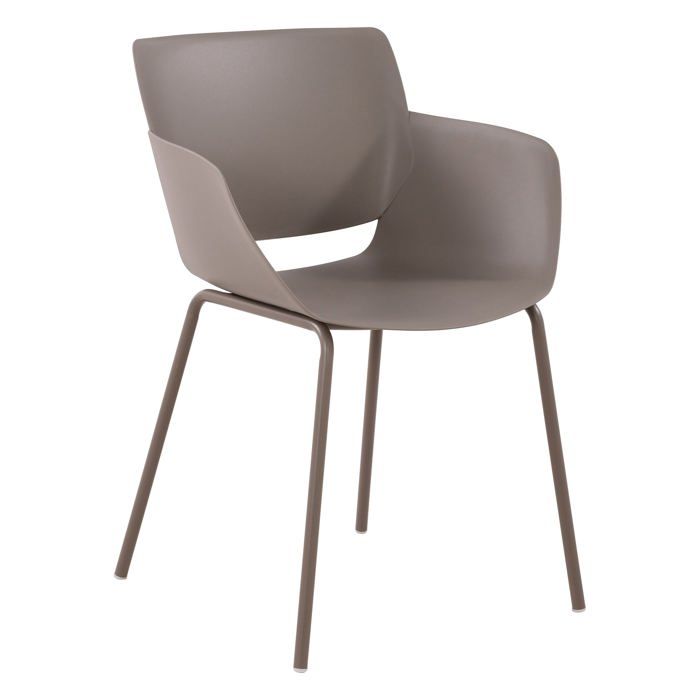 Chaise pour interieur ou exterieur plastique couleur taupe structure acier thermolaque 10_0007127 Chaise pour interieur ou exterieur plastique couleur taupe structure acier thermolaque 10_0007127