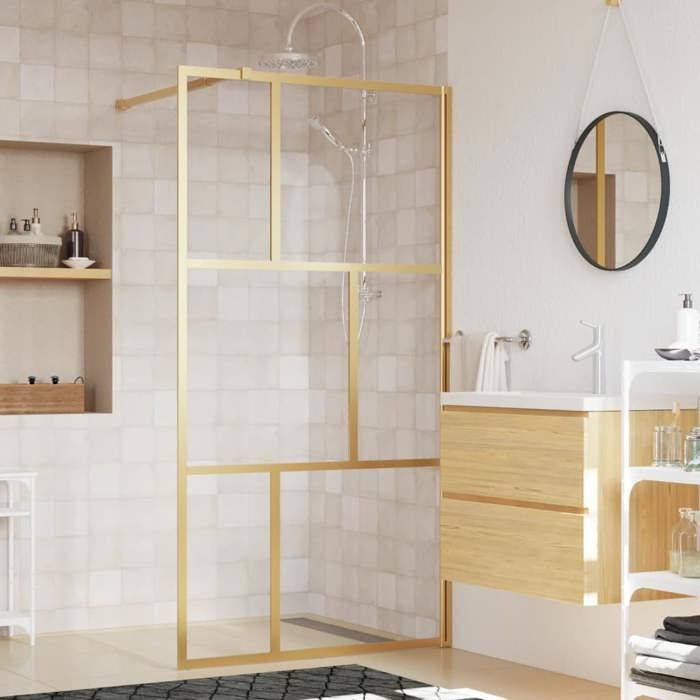 Paroi de douche vidaXL Verre ESG Cadre doré 115x195 cm