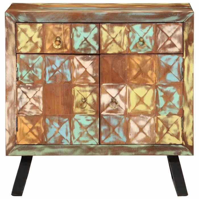 Buffet bas - JILI - Multicolore Armoire à tiroir multicolore 70x35x70 cm bois de récupération FR92