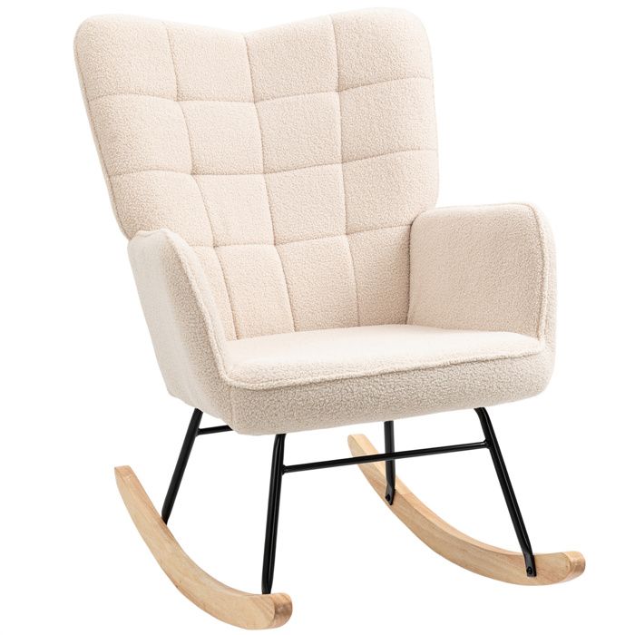 Fauteuil à bascule - DREAMMESPACE - Beige - 71 x 98 x 101 cm - 120 kg - Relaxation