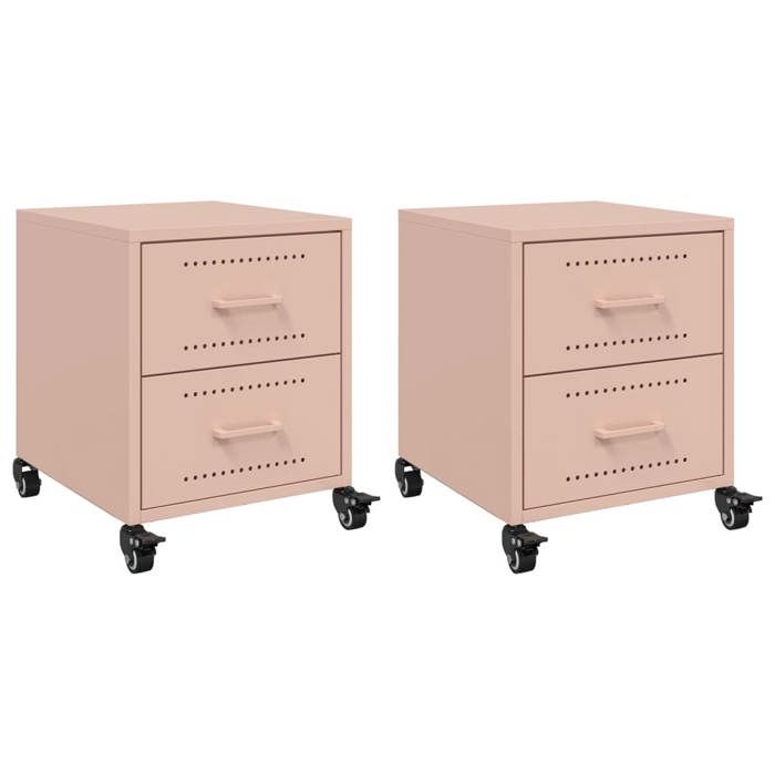 JILLS - Ensemble de 2 armoires de chevet Tables de chevet Lot de 2 - rose 36x39x43 5cm acier OCT90631976