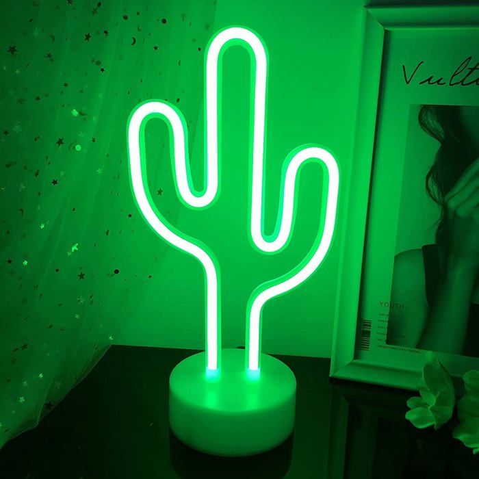 Cactus en néon à LED lampe de table décorative en néon Fonctionne sur piles ou USB lumières décoratives de salon