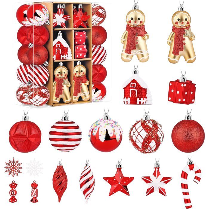 GOBRO Boules de sapin de Noël Boules en plastique incassables Boules de