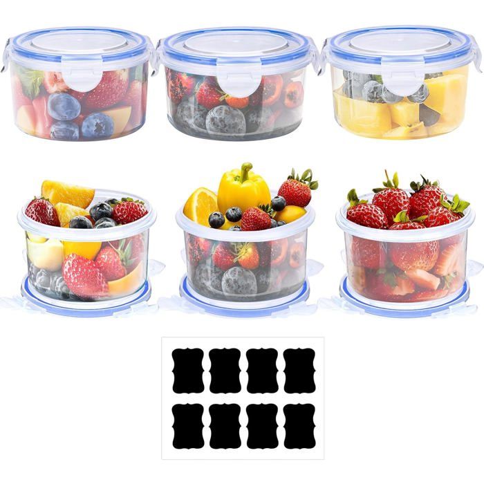 Boîte hermétique alimentaire - MICH - 12 pièces - 300 ml - Sans BPA - Fermeture à clic - Adapté lave-vaisselle