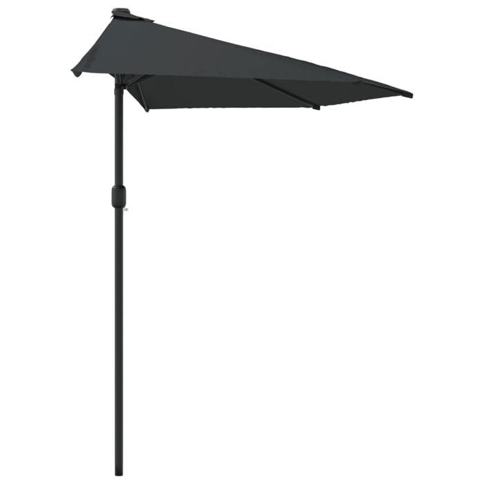 Parasol de balcon demi-ronde - WIENS - Anthracite - 300x155 cm - Mât en aluminium - Tissu polyester anti-UV