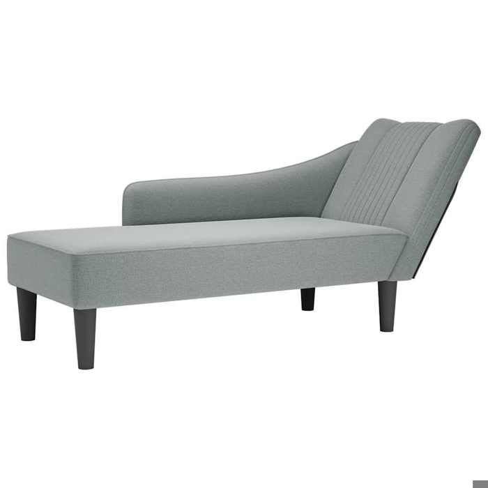 Automne/hiver Gris Fauteuil long avec accoudoir droit gris clair tissu - Hauteur:66cm DEC8130150
