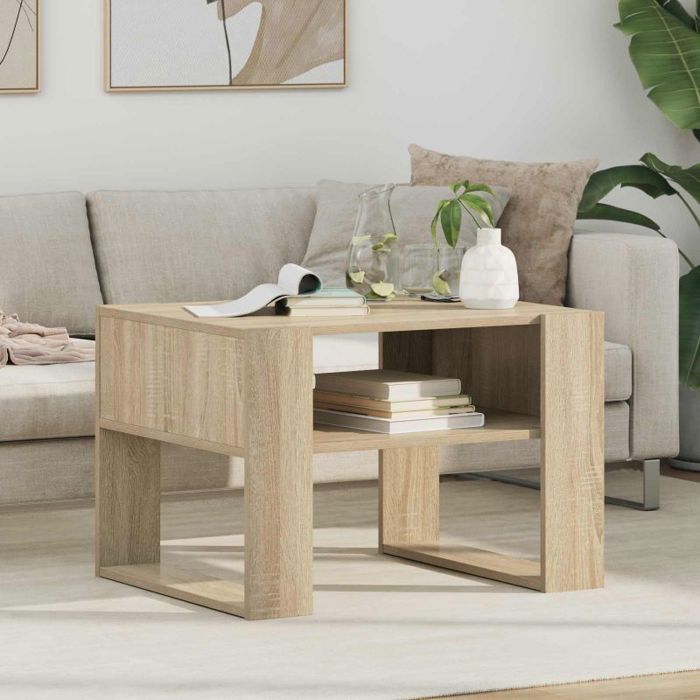 Table basse - VIDAXL - Chêne Sonoma - Bois dingénierie - Rectangulaire - Étagères pratiques