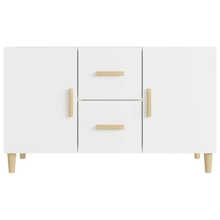 [78965]Buffet Bahut MEUBLECHIC commode meuble de rangement blanc 100x36x60 cm bois dingénieriePoids:30 Kg