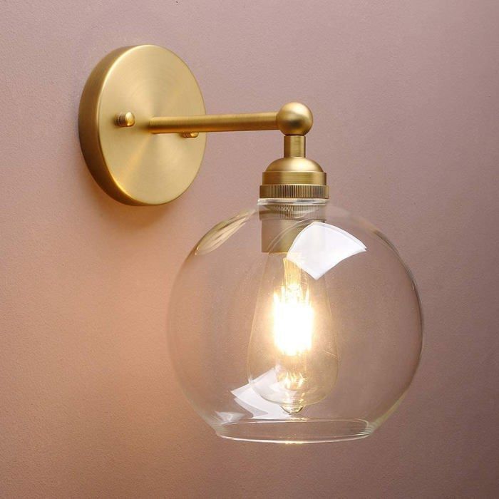 Applique murale de salle de bain vintage en laiton doré de style bohème luminaire industriel câblé pour intérieur(antique)
