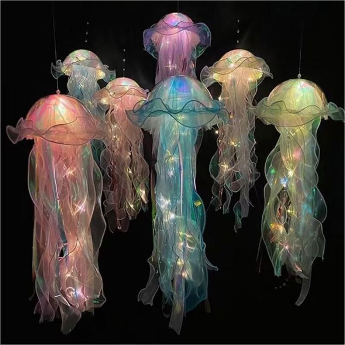 5 Pièces Méduse Veilleuse Portable Fleur Lampe Suspendue Méduse Lumières pour Chambre à Coucher Chambre Atmosphère Décoration Lampe