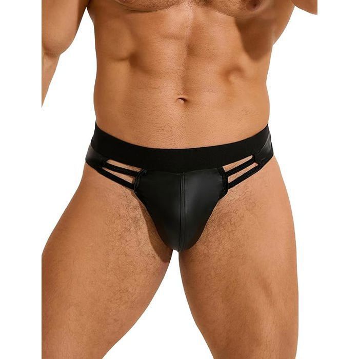 String Cuir PU Homme Sexy Erotique Grande Taille Elastique Mini String ...