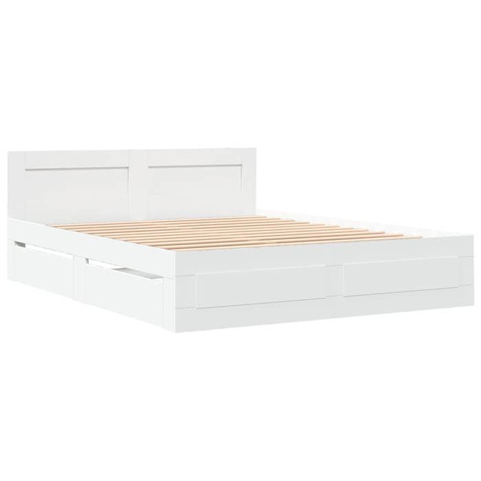 Structure/Cadre de lit avec tête de lit - sans matelas - blanc 160x200 cm - pour adul/enfant NL85590
