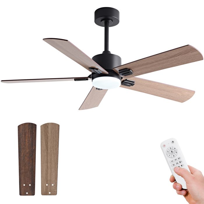 Ventilateur plafond 42 noir double finition LED lumineux moteur silencieux