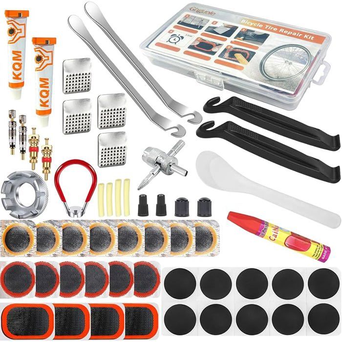 Kit Reparation Velo57 pcs Kit Réparation Pneus VéloKit de Crevaison VéloKit réparation pour Chambre à air avec Pour Vélo