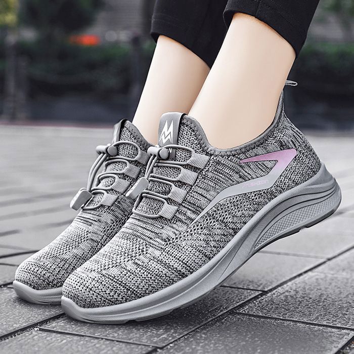 Basket Femme Couleur unie Aéré décontractées Chaussure de Sport légères Gris