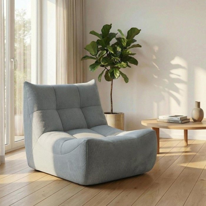 Canapé Togo en Chenille Gris Fauteuil de Sol 1 Place Canapé Bubble pour Petits Espaces Pouf Poire en Mousse à Mémoire de Forme