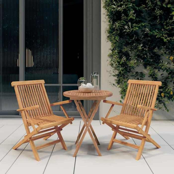 VIDAXL Ensemble Table avec chaises jardin (3 pcs) - ANTI-UV - Bois de teck massif 60x75 cm M1067