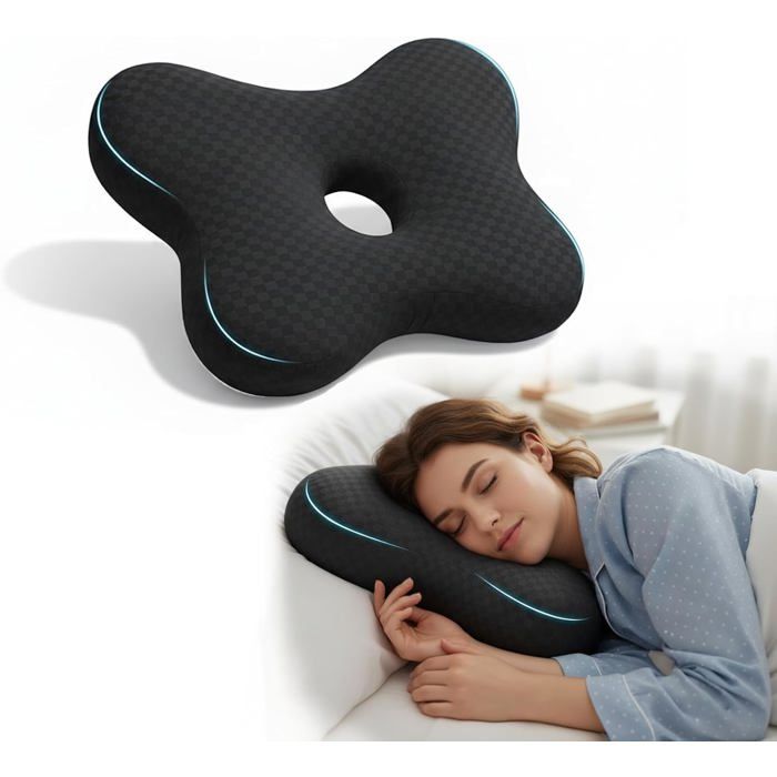 Coussin Piercing–Coussin Ergonomique Pour Dormir Sur Le Côté Soulage La Pression Des Oreilles Percées Trou Central Profond H