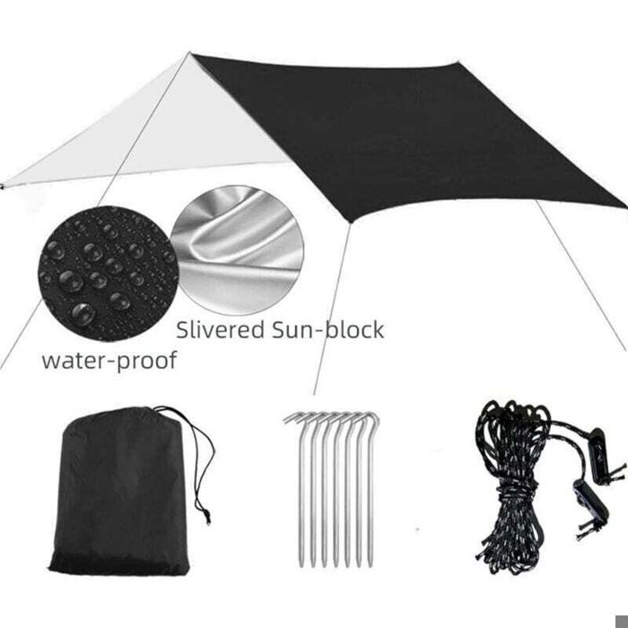Tente dabri solaire imperméable 3 m x 3 m bâche anti-UV tente de plage ombrage hamac de camping en plein air pare-pluie
