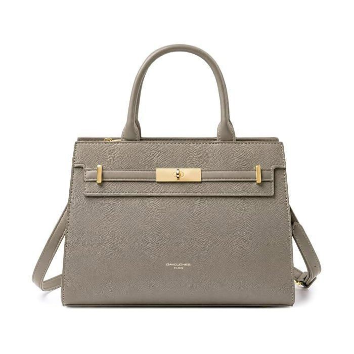 David Jones - Sac à Main Femme Elégant Cuir PU Bandoulière Epaule Petit Cabas Fourre-Tout avec Boucle Ceinture T Moyen Gris David Jones - Sac à Main Femme Elégant Cuir PU Bandoulière Epaule Petit Cabas Fourre-Tout avec Boucle Ceinture T Moyen Gris
