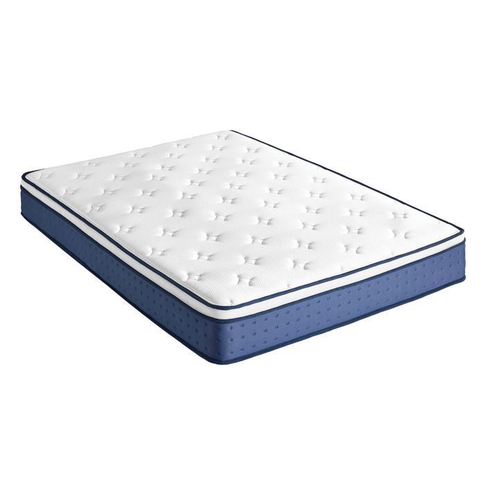 Matelas à Mémoire de Forme Gel 140 x 190 cm Hybride Ressorts Ensachés Soutien 7 Zones Housse Respirante Bleu Matelas à Mémoire de Forme Gel 140 x 190 cm Hybride Ressorts Ensachés Soutien 7 Zones Housse Respirante Bleu