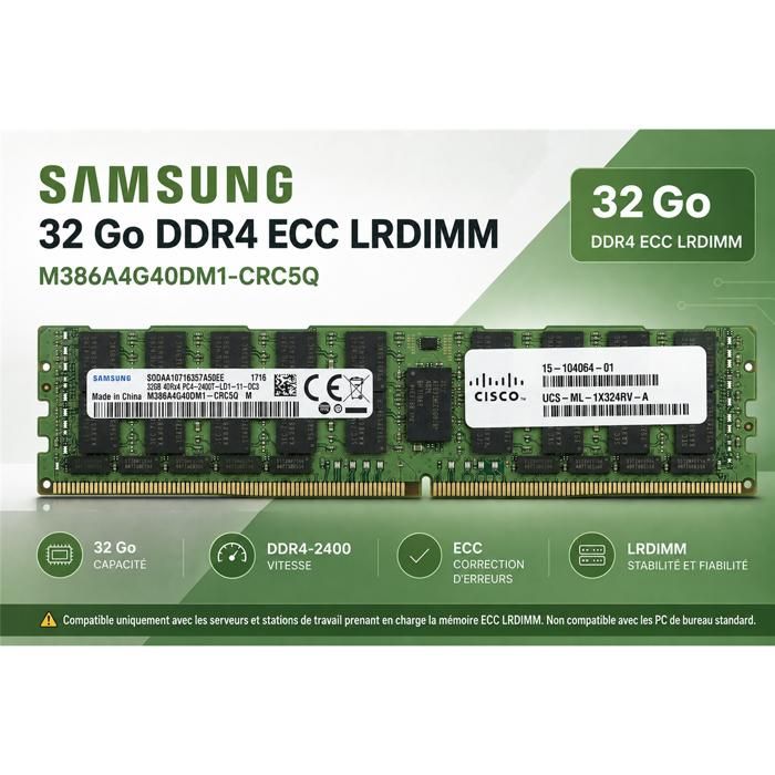Barrette mémoire Samsung 32 Go DDR4-2400 ECC LRDIMM