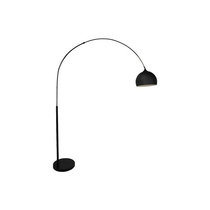 Grand lampadaire arc - Métal et marbre - H. 180 cm - Noir mat - OMBRAGE