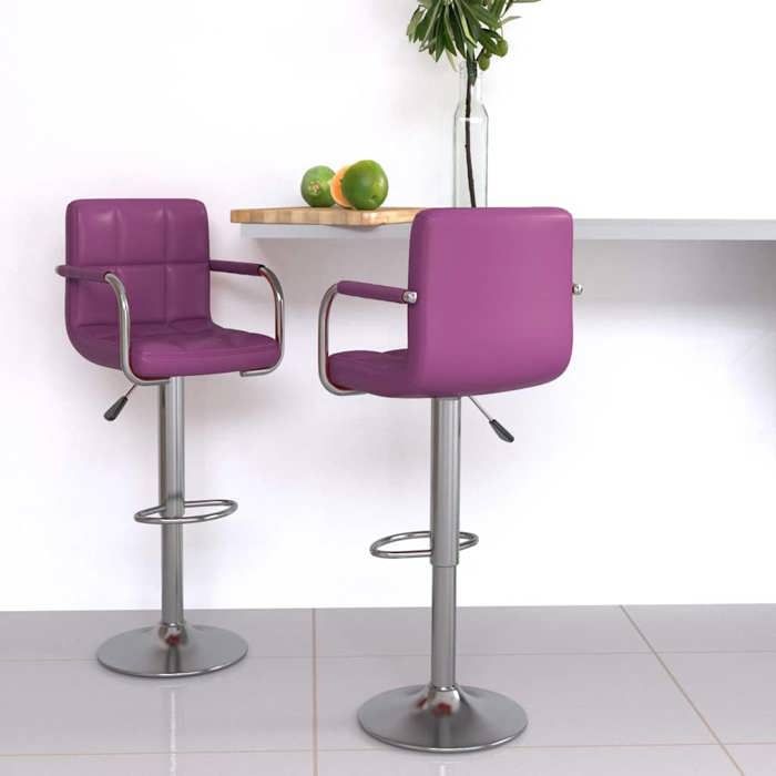 Nouveau Tabourets de bar lot de 2 violet similicuir poids:16.1 kg @1316