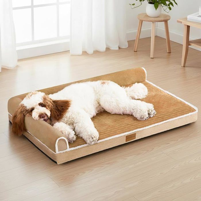 Panier Chien Dehoussable Lavable XXL Canapé Chien142x102 cm  Lit Pour Chien Moelleux Marron 142 x 142 X 102 X 9 CM (L X CORBEILLE
