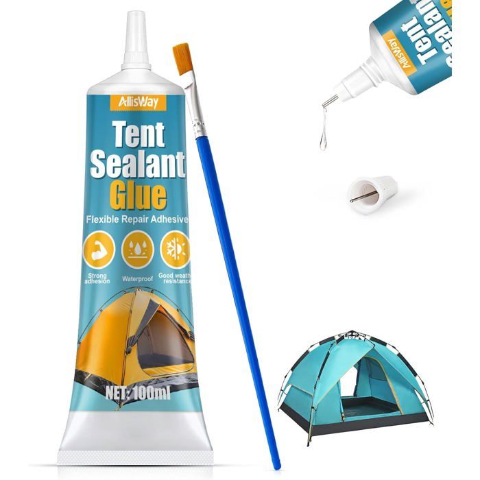 Seam Grip Colle pour Toile de Tente avec Pinceau Transparent Sortie Adhésive à Petit trou Adaptée aux Tentes Auvents 100 ml