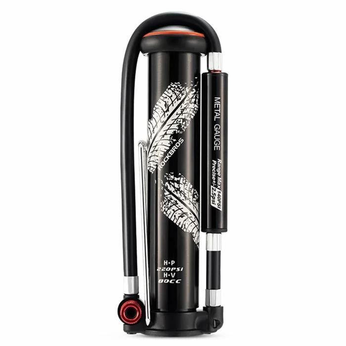 ROCKBROS Pompe à vélo 220PSI à air manuelle avec manomètre cach