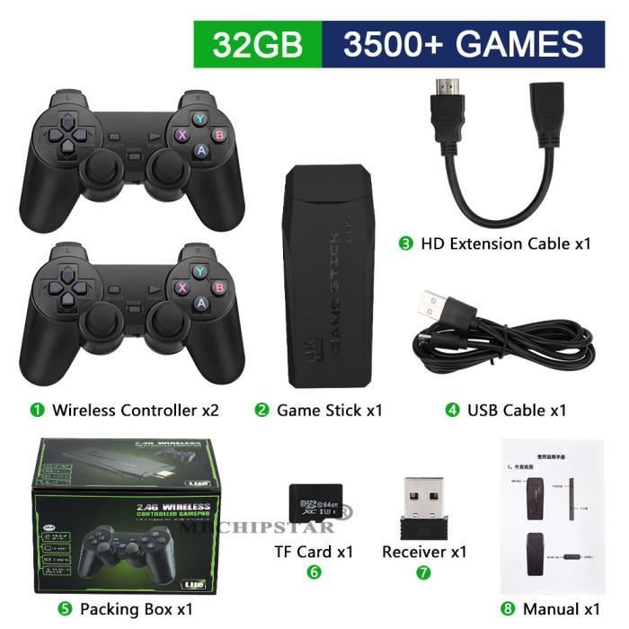 Console De Jeux Rétro 4K Avec 20 000 Jeux Intégrés - Manettes Sans Fil 2,4GHz - Plug & Play Pour TV - Cadeau Familial