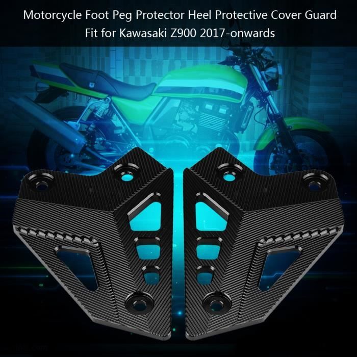 Repose-pieds Moto Avec Protège-talon - Compatible Ninja 400, Z400, Ninja 500, Z500, Etc. (2018-2025) - Aluminium Anodisé Noir