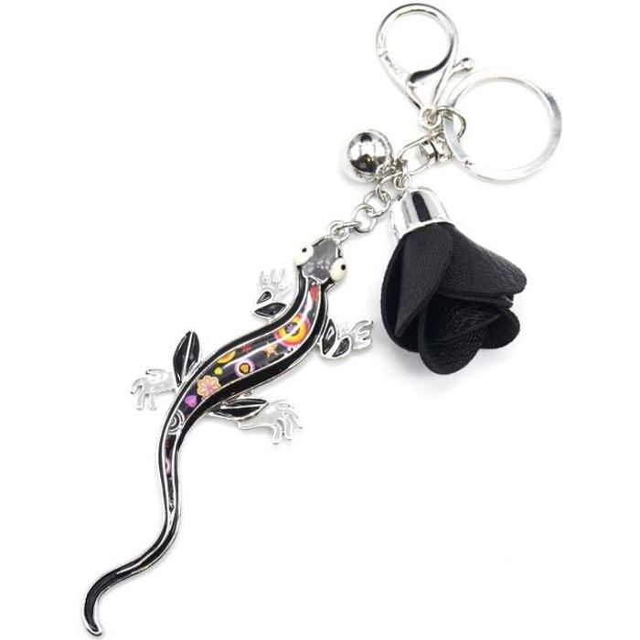 Porte-clés Pendentif Gecko Salamandre Argenté Onwomania - Métal, Style Original, Décoration Clés