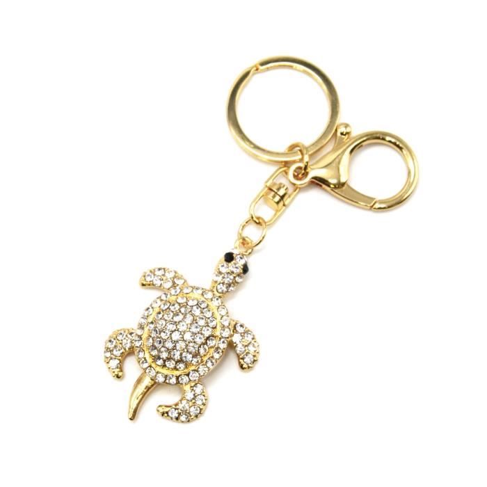 PT1630E Porte-Clés Bijou de Sac Salamandre Lézard Strass et Métal Doré